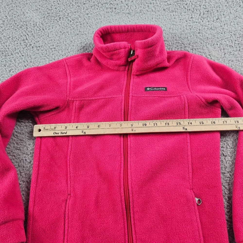 Columbia Sweater Youth Medium Pink Full Zip Fleece Jacket Outdoor Preppy Casual